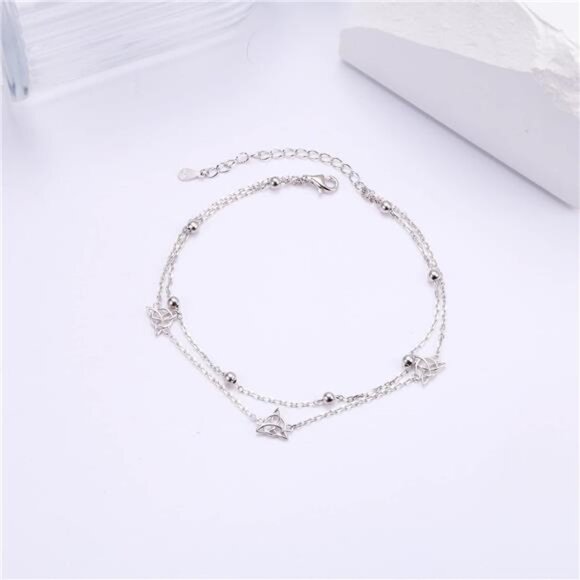 Anklet for Women S925 Sterling Silver Adjustable Foot Evil Eye Starfish Bead - Picture 5 of 16